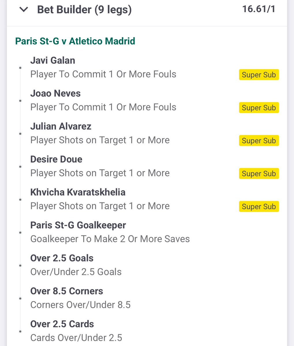 PSG vs Atletico Madrid Bet Builder

@ 17.61 odds

❤️this tweet if you back it!