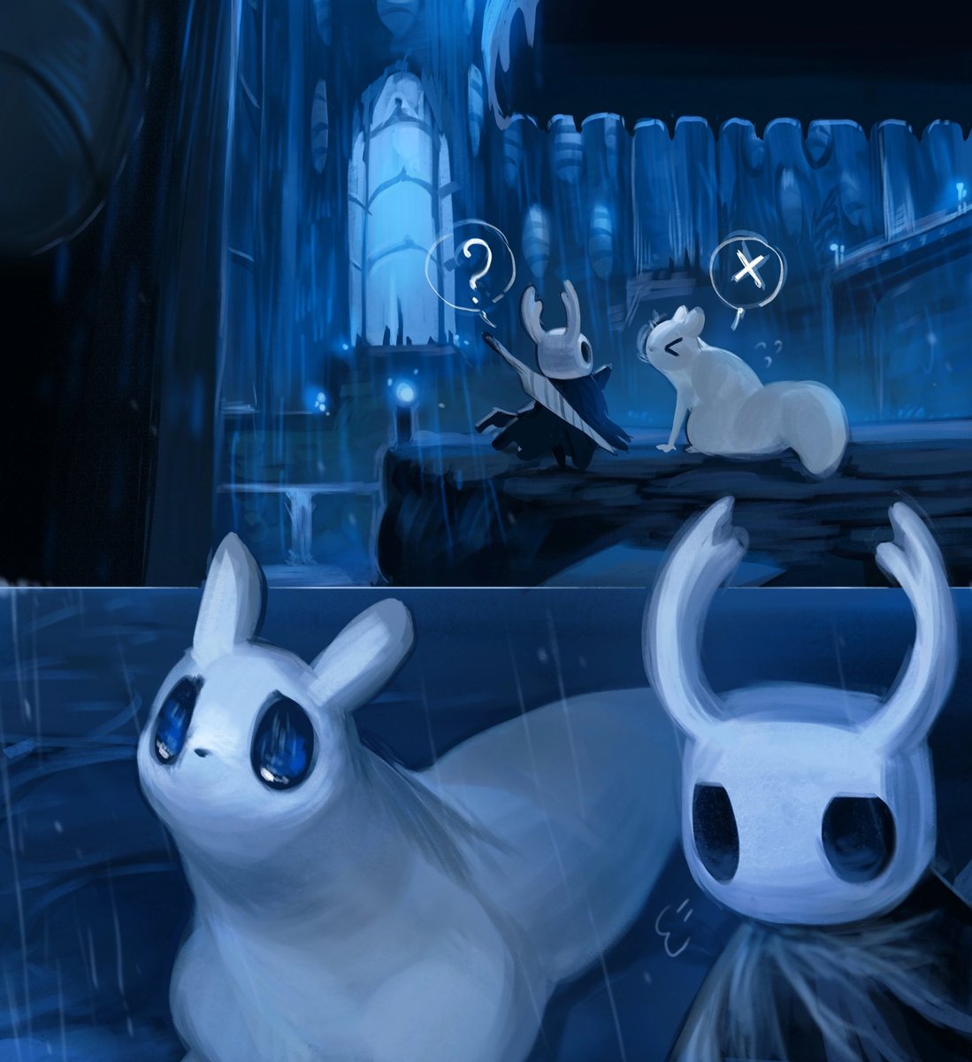 Lapikili1's tweet image. Rain๐
(crossover of two of my favorite games)
#Rainworld
#HoolowKnight