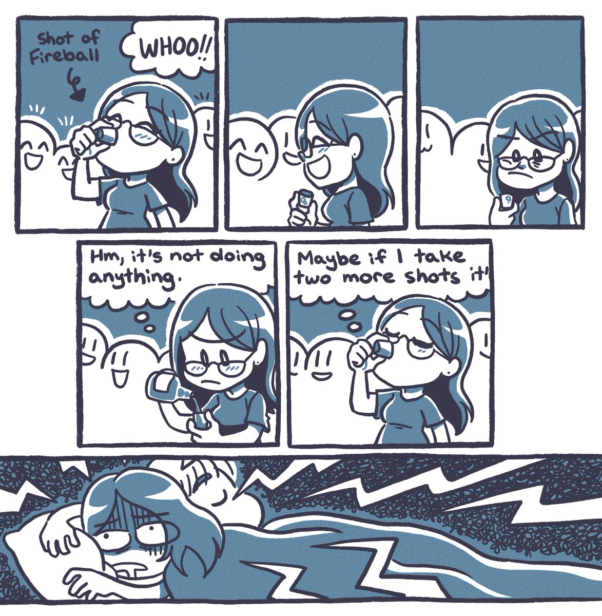 Drawing comics to remind myself not to be an idiot. Alcohol takes a while to kick in, trust the process.