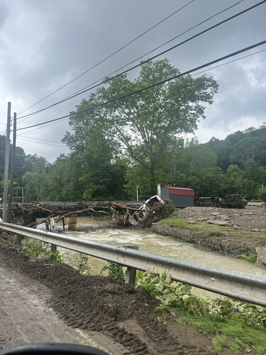 laurenetaylor26's tweet photo. Devastating aftermath of last night’s severe flooding in Valley Grove, West Virginia. 

First responders continue search and rescue efforts while community members coordinate flood relief assistance and cleanup. 

Three confirmed dead, multiple remain missing. https://t.co/L7bSYuogVh