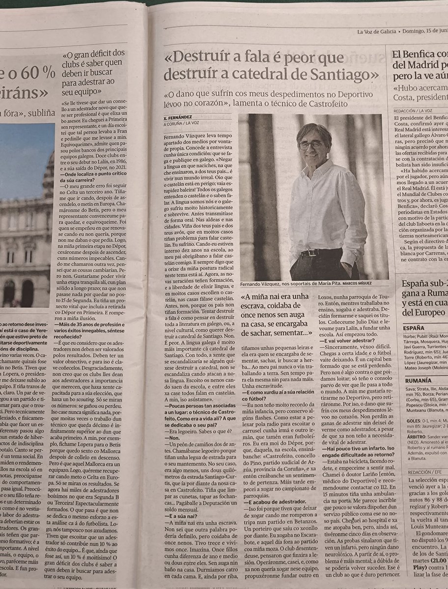 RociGz's tweet image. Non podo estar máis dacordo con #FernandoVazquez, destruir a lingua é destruir o meirande patrimonio do pobo galego!
Este home é máis q grande,  e cando fala sempre o fai cheo de sentidiño e rezumando amor por Galiza. #sempreengalego