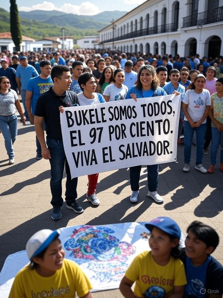 BUKELE SOMOS TODOS, EL 97 POR CIENTO. VIVA EL SALVADOR.