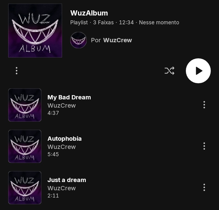 WuzCrew's tweet photo. Para aqueles que não tem o Spotify, não se preocupe! 
Lançamos no SoundCloud, pode ser que as músicas estejam na Apple Music, Amazon Music, e entre outras plataformas de streaming. Obrigado por aqueles que estão confiando o nosso trabalho :) https://t.co/zRil9WvIJn