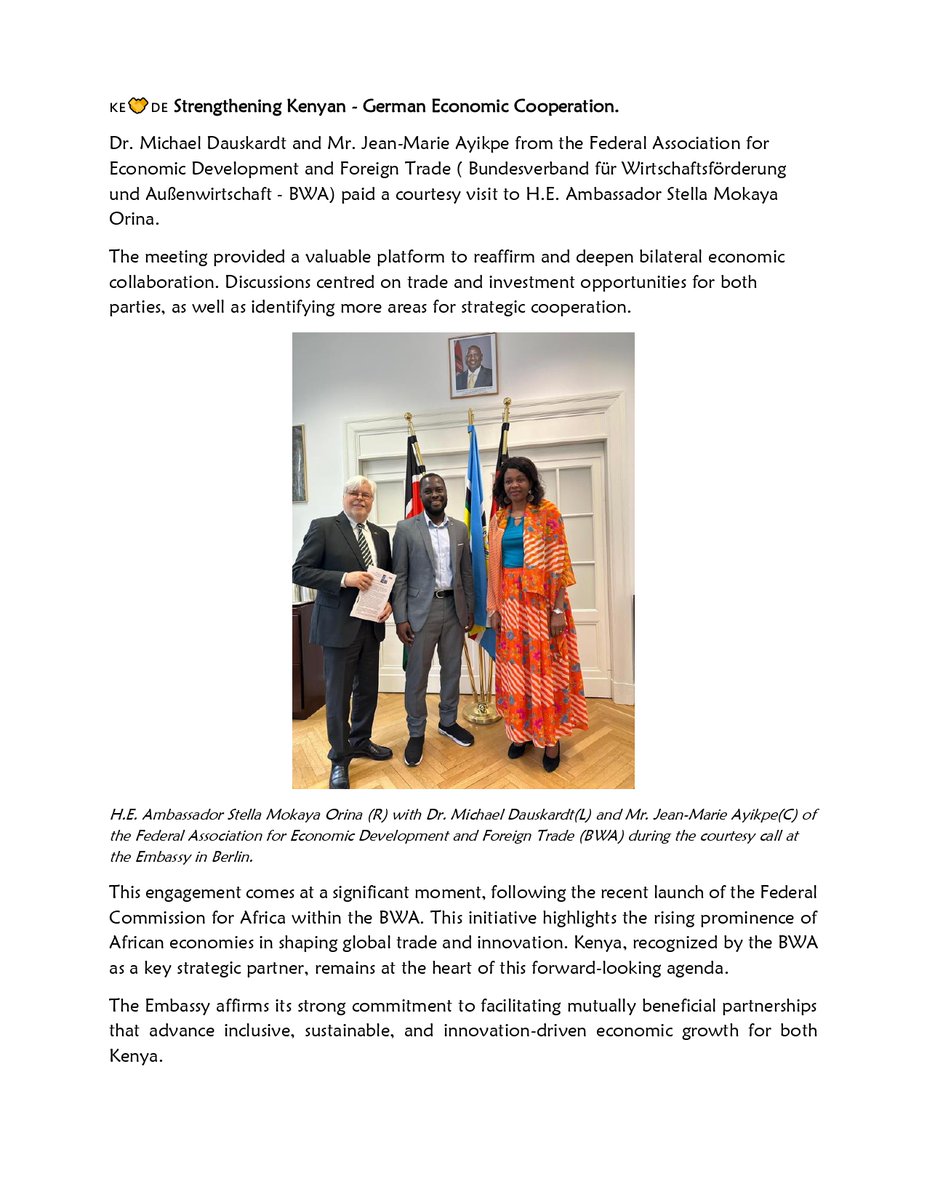 🇰🇪🤝🇩🇪 Strengthening Kenyan - German Economic Cooperation.