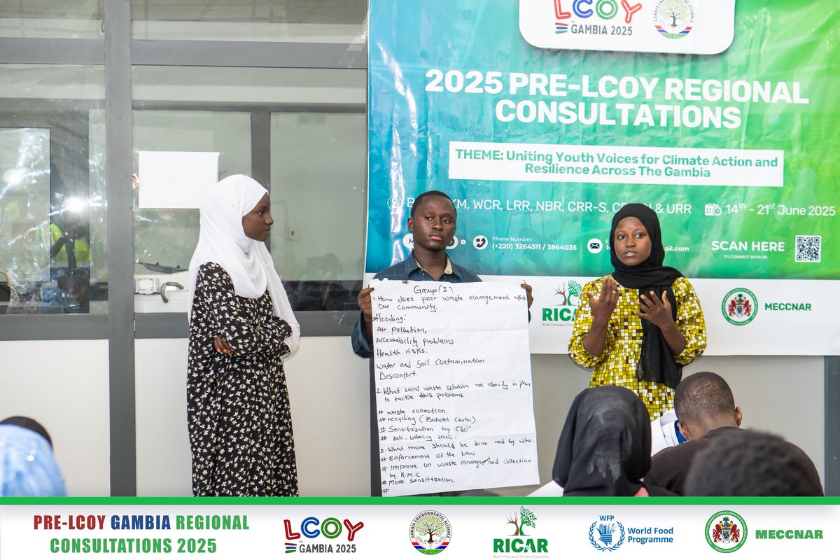 AllianceGambia's tweet photo. ✅ KM Consultation wrapped up with power!

Youth across Kanifing shared bold solutions &amp; demands for #PreLCOYGambia’s National Youth Statement.

Their teamwork &amp; resilience prove KM youth are ready to lead on climate justice! 💪🏾♻️🇬🇲

#GMBYouth4Climate #KMClimateAction #GEA https://t.co/GRttN77wKi