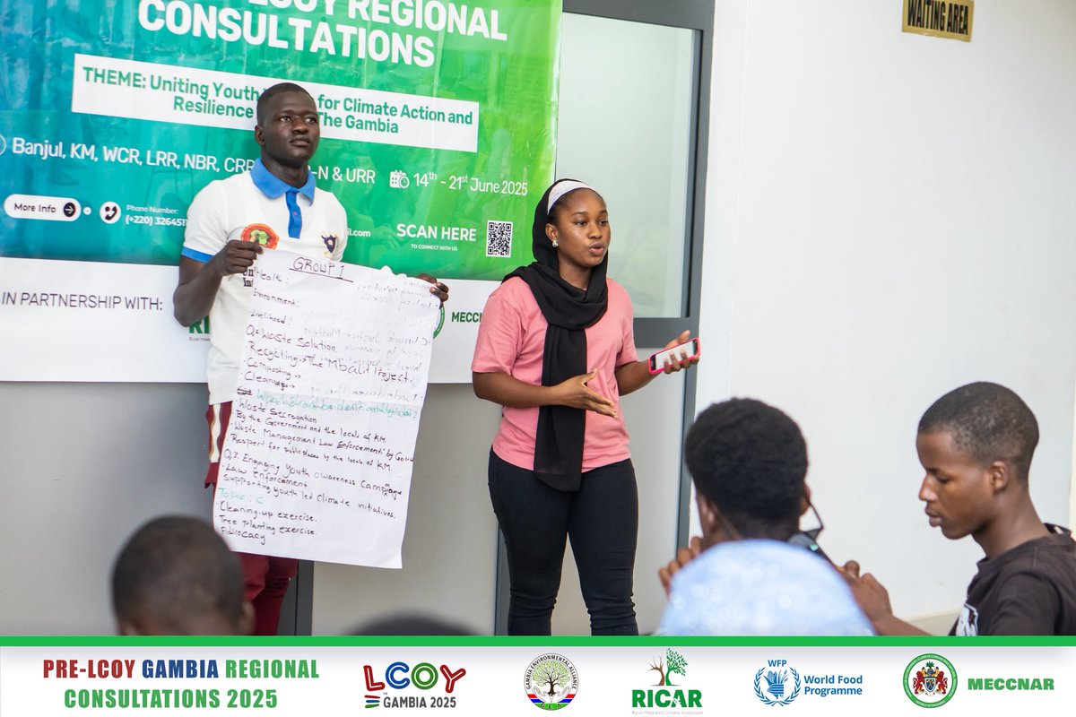 ✅ KM Consultation wrapped up with power!

Youth across Kanifing shared bold solutions &amp; demands for #PreLCOYGambia’s National Youth Statement.

Their teamwork &amp; resilience prove KM youth are ready to lead on climate justice! 💪🏾♻️🇬🇲

#GMBYouth4Climate #KMClimateAction #GEA