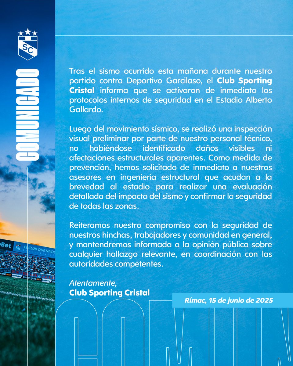 Comunicado oficial: Estadio Alberto Gallardo