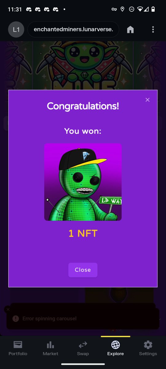 Having an awesome $Mine week! 

<a href="/enchanted_nfts/">Enchanted Miners</a>