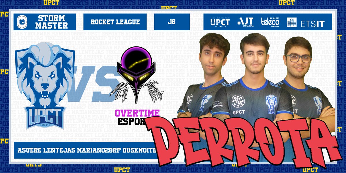 Perdemos contra #OvertimeEsports en la <a href="/StormleagueESP/">Storm_League_rl</a>.

De nuevo, por 1-3.

Lo de perder todos los partidos por 1-3 nos lo tienen que explicar... Tenemos una maldición, seguro.

En media hora jugamos el siguiente partido. A ver si no termina 1-3... 😅