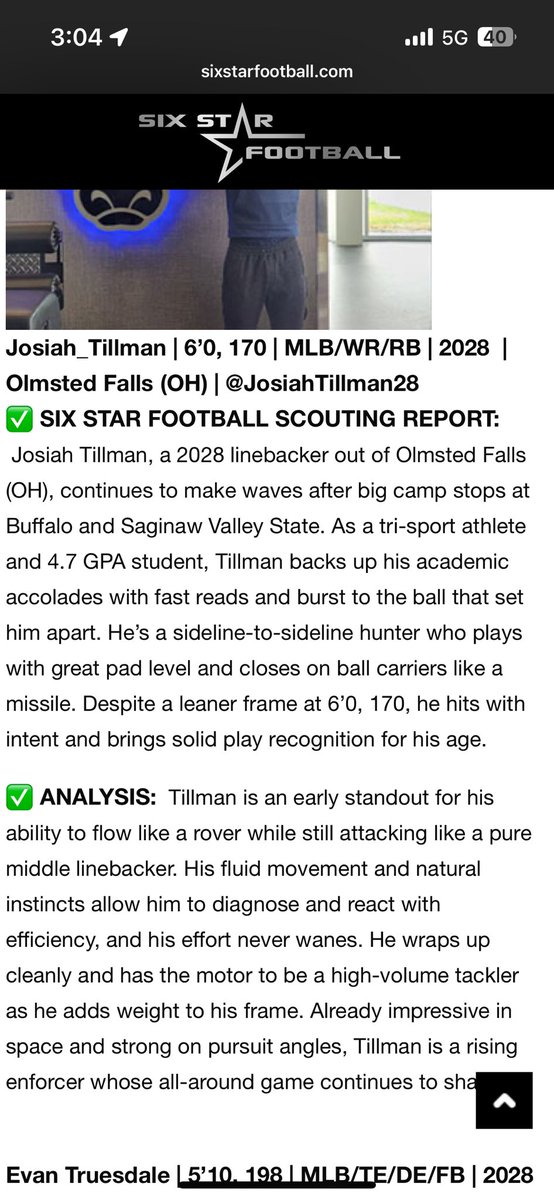 Josiah_Tillman2028 (@josiahtillman28) on Twitter photo Thank you <a href="/sixstarfootball/">Six Star Football | PLUS+</a> for this write up it is an honor to be included. BUFFALO MEGA CAMP Thank you <a href="/sixstarfootball/">Six Star Football | PLUS+</a> for this write up it is an honor to be included. BUFFALO MEGA CAMP