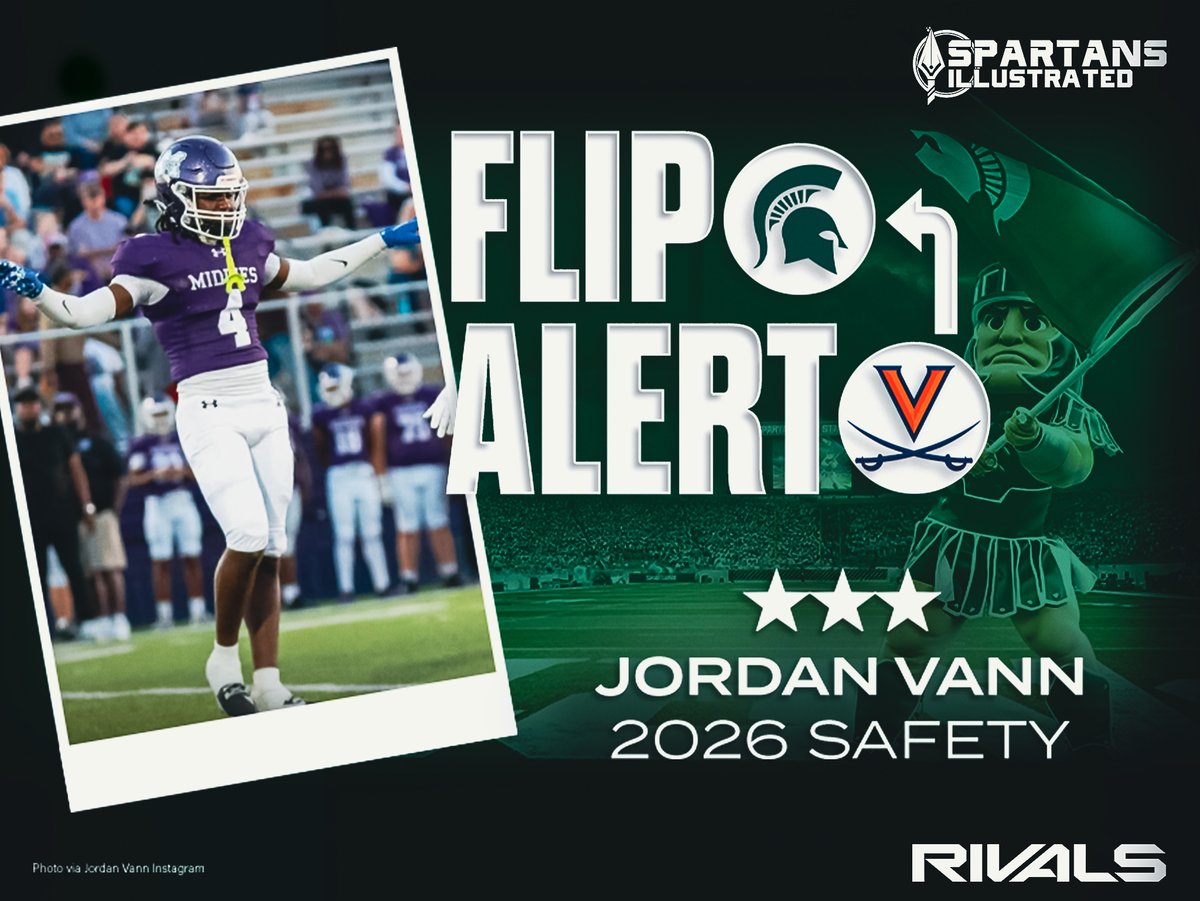 Ryan O'Bleness (@ryanobleness) on Twitter photo BREAKING: Michigan State flips 2026 three-star Ohio safety Jordan Vann (<a href="/Jordan_Vann_/">Jordan Vann 3⭐️</a>) from Virginia.
Read on <a href="/Spartans_Illo/">Spartans Illustrated</a>: michiganstate.rivals.com/news/michigan-… BREAKING: Michigan State flips 2026 three-star Ohio safety Jordan Vann (<a href="/Jordan_Vann_/">Jordan Vann 3⭐️</a>) from Virginia.
Read on <a href="/Spartans_Illo/">Spartans Illustrated</a>: michiganstate.rivals.com/news/michigan-…