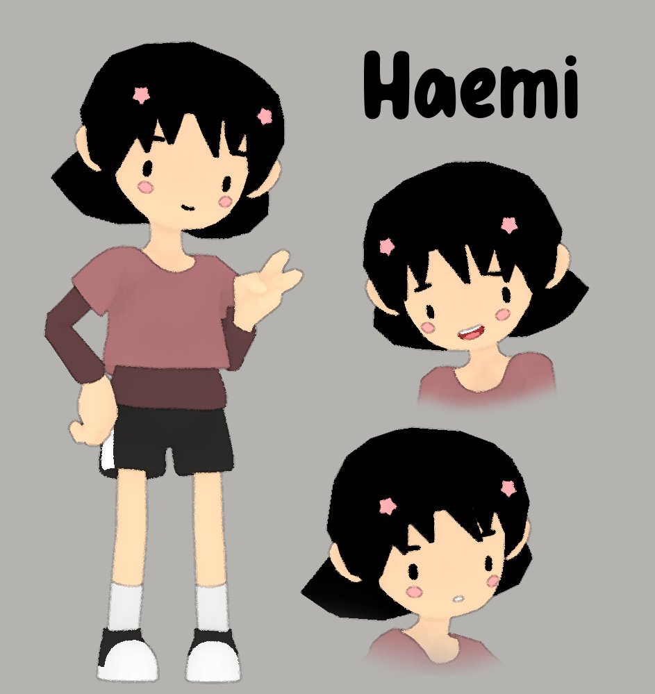 Also here's the new character I've been working on, Haemi! She's wearing some gym clothes. Gonna need to get a voice for her pretty soon.