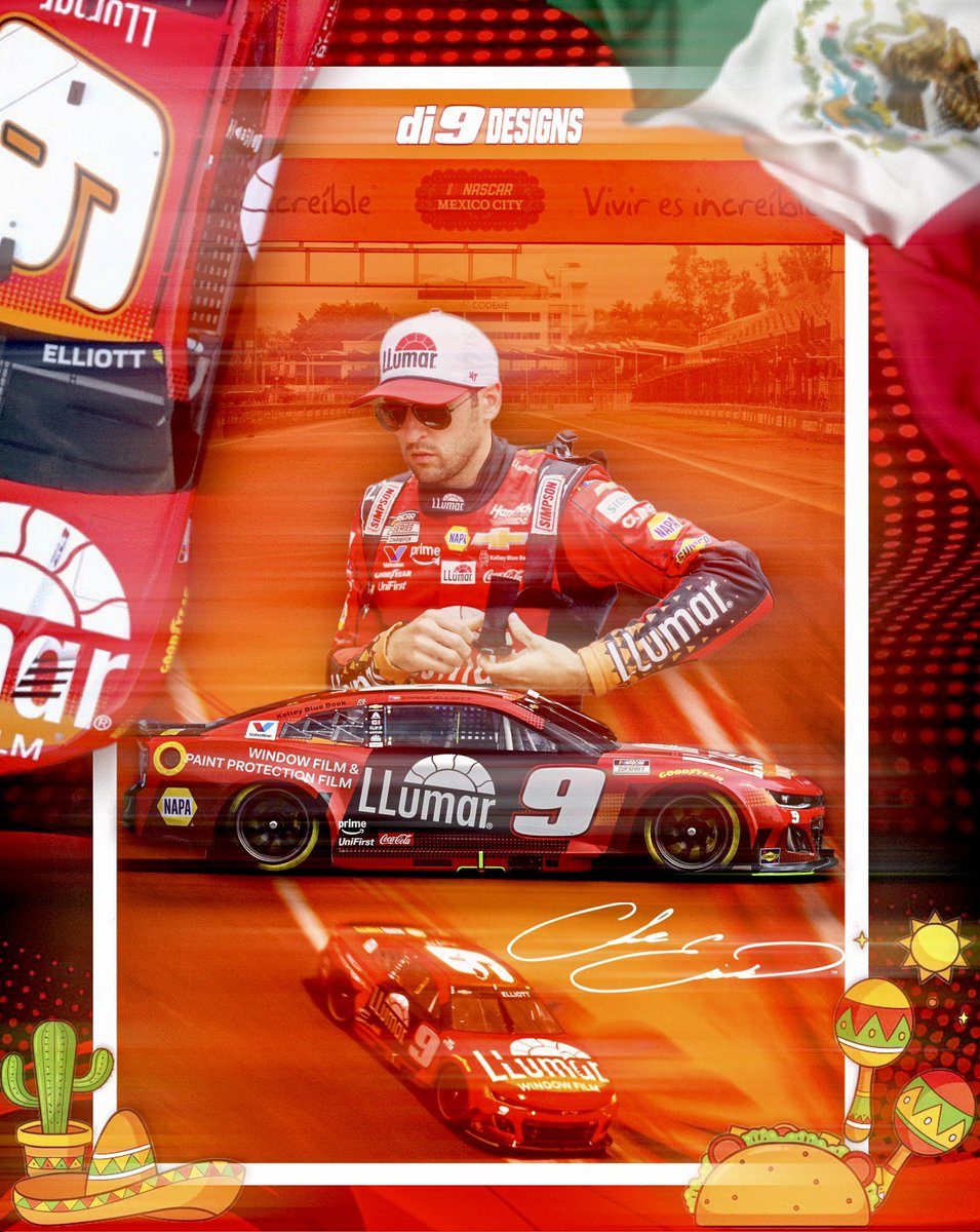 di9Designs's tweet image. Raceday in Mexico City! 🇲🇽 #di9 #NASCARMexico
#LLumarRacing