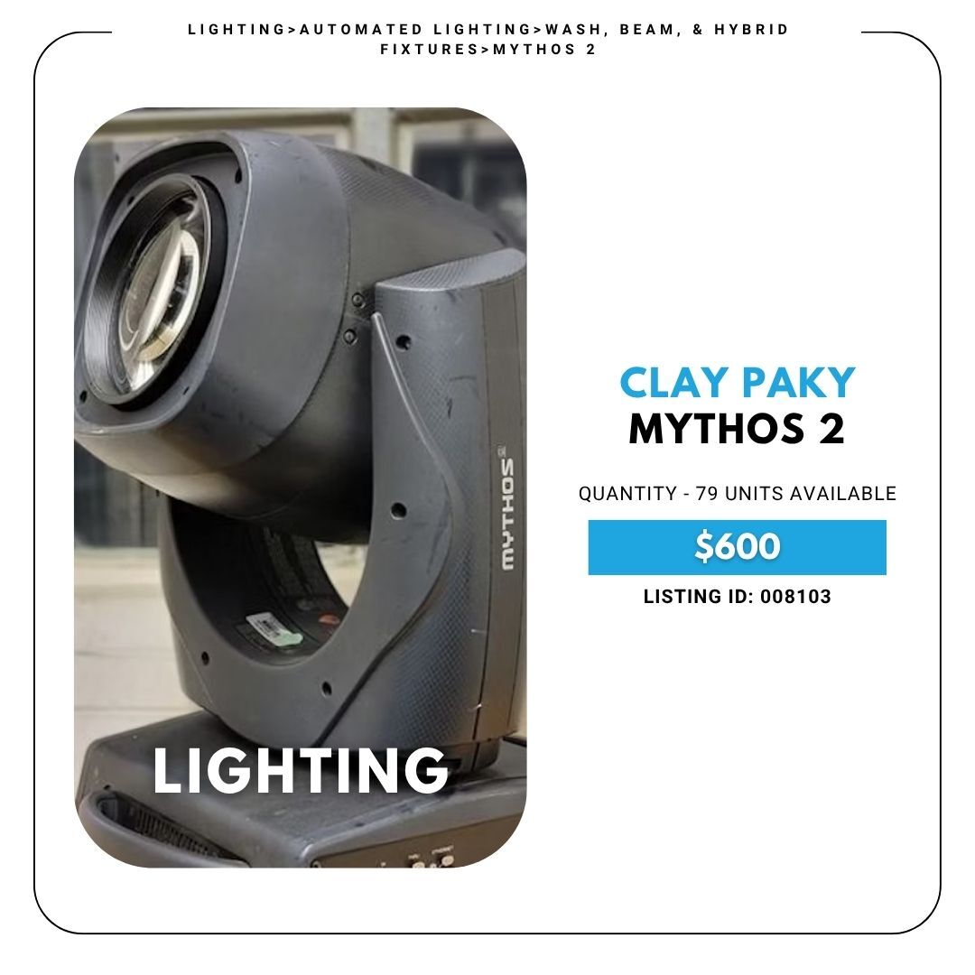 gearsource's tweet image. 🎯 Clay Paky Mythos 2 – $600 each (79 available)
440 W hybrid beam/spot, 4–50° zoom, CMY, gobos &amp;amp; prisms.
📞+1‑561‑296‑9555 📱+1‑561‑556‑5894
🛍️ shop now - hubs.la/Q03s7fLG0 
#claypaky #mythos2