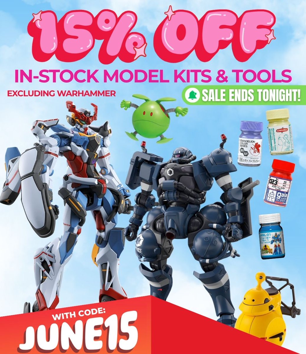 There's still time to save, 15% off model kits &amp; tools ends TONIGHT! ⏱️
Save 15% with code "JUNE15"
galactictoys.com/discount/JUNE15