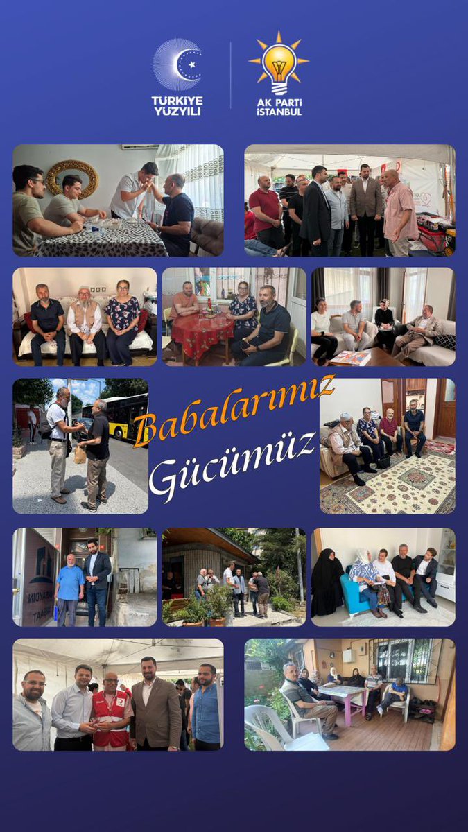 AK Parti İstanbul İl Sosyal Politikalar Başkanlığı olarak
Babalar Günü’nde; şehit babalarımızı, engelli çocuk sahibi babalarımızı ve yeni baba olan hemşehrilerimizi ziyaret ettik.
Her biri; sabrın, emeğin ve fedakârlığın sembolüydü.
“Babalarımız Gücümüzdür” dedik dualarını aldık.