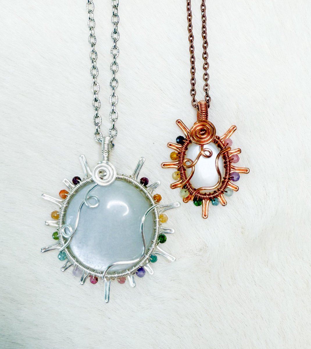 mildhippie's tweet photo. had to make more moonstone rainbow sun necklaces for pride month of course 🌈🌞

available Friday 6/20 at 8pm eastern time https://t.co/vsoLi61dlu