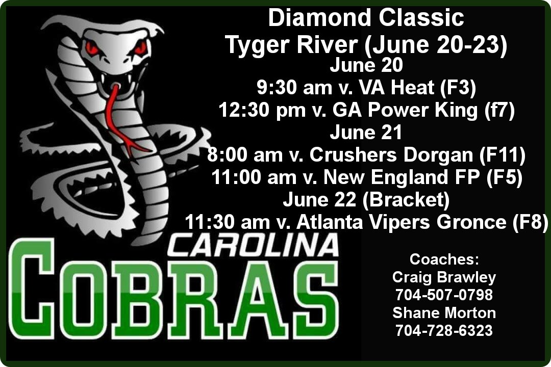 Next up: The Diamond Classic June 20-22  at Tyger River in Duncan, Sc.