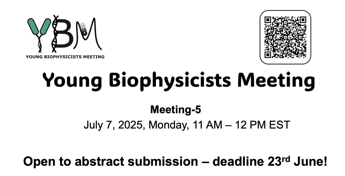 YoungBiophyMeet's tweet image. Submission deadline for the fifth YB Meeting closes in 1 week (23rd June)! Abstract submission link: forms.gle/SBeQeAp9MR2UcV…