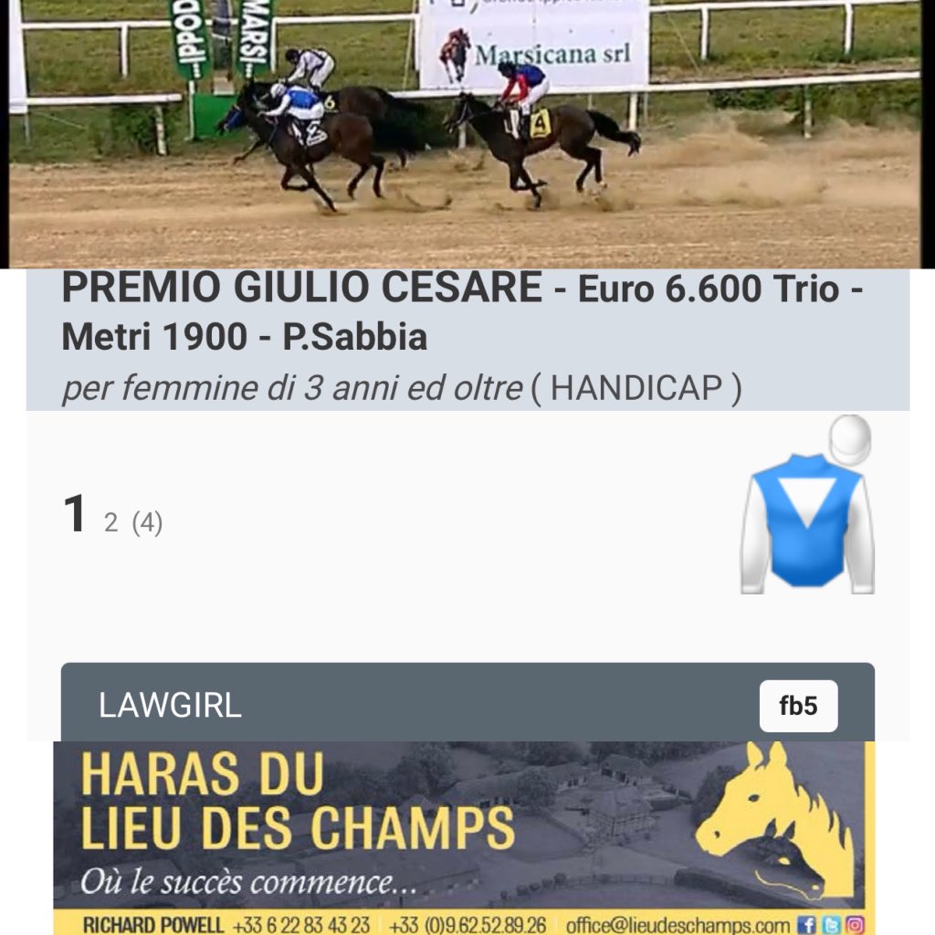 🏆LAW GIRL wins over 1900m at Taggliacozzo 🇮🇹 
✔️born &amp; raised at Lieu des Champs