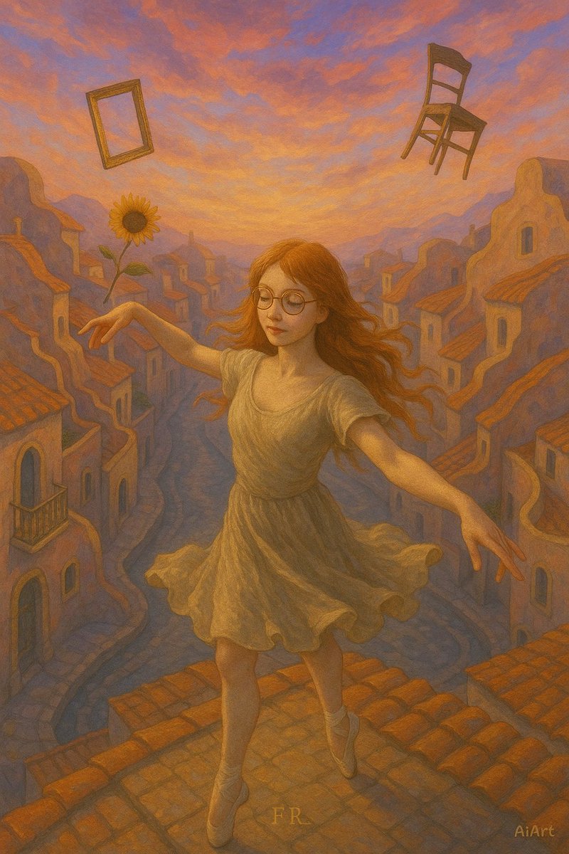 frankrizz's tweet photo. 🩰🌒
Sospesa tra tetti e sogni,
Sandy indossa la sua danza.
Una maglia, una visione,
un passo nel surreale.

🎨 FR Collection
#AIart #SurrealStyle #FRCreative #TshirtDesign #Sandy #DanceDream https://t.co/TJCUYcSRIM