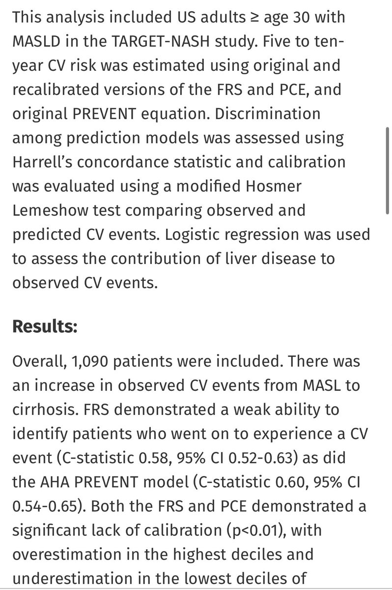 Elliot Tapper (@ebtapper) on Twitter photo Cardiovascular risk estimates miss the mark in people with MASH
Heart disease is the most important risk for patients with MASH but the commonly used risk equations just don’t work
New paper in <a href="/AmJGastro/">AJG - The American Journal of Gastroenterology</a> Cardiovascular risk estimates miss the mark in people with MASH
Heart disease is the most important risk for patients with MASH but the commonly used risk equations just don’t work
New paper in <a href="/AmJGastro/">AJG - The American Journal of Gastroenterology</a>