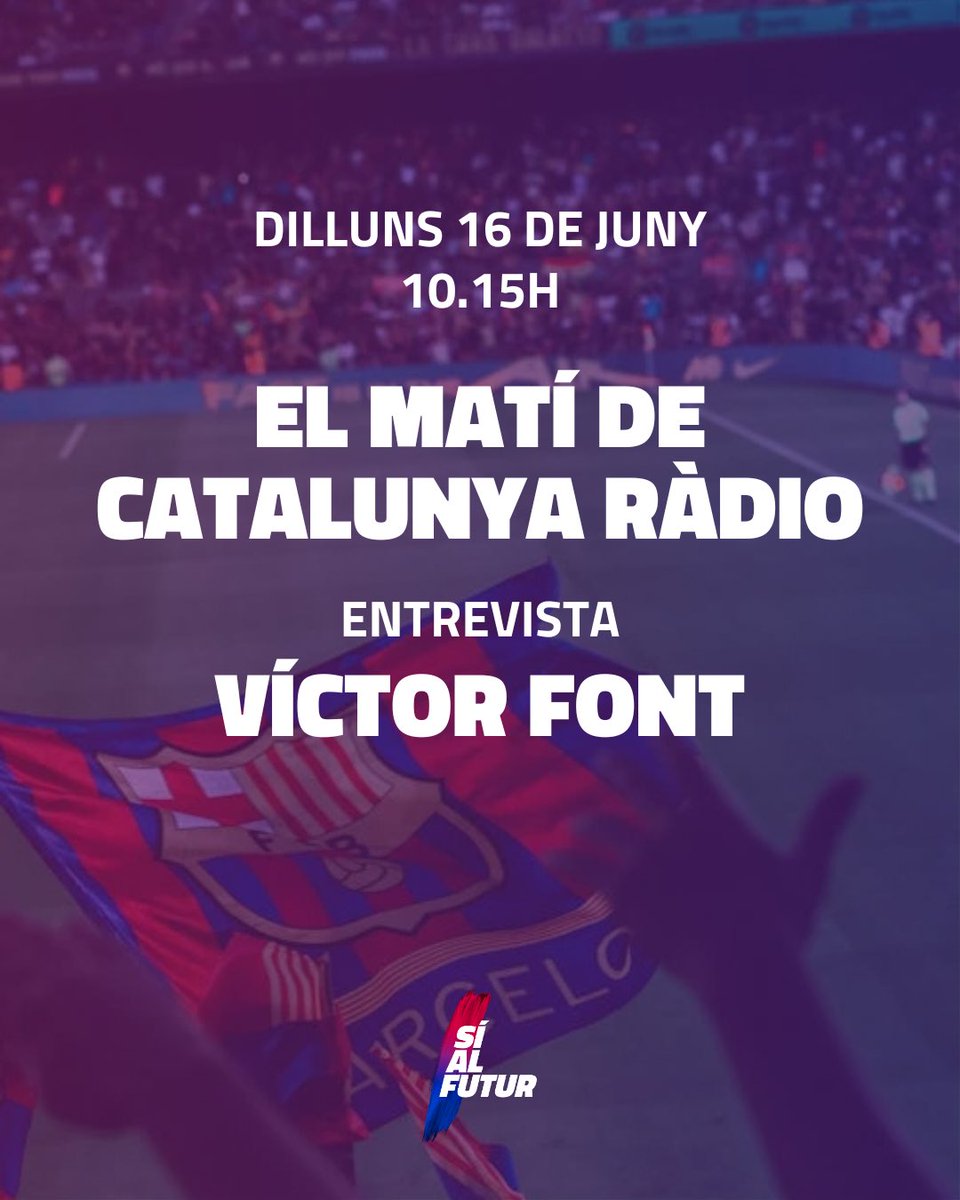 Sí al Futur (@sialfutur) on Twitter photo El Matí de Catalunya Ràdio entrevista <a href="/victor_font/">Víctor Font</a>.
📻 Dilluns 16 de juny.
🕙10:15
🔗 Segueix-lo en directe
3cat.cat/3cat/directes/… El Matí de Catalunya Ràdio entrevista <a href="/victor_font/">Víctor Font</a>.
📻 Dilluns 16 de juny.
🕙10:15
🔗 Segueix-lo en directe
3cat.cat/3cat/directes/…