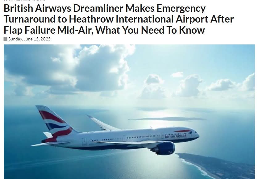 ByRakeshSimha's tweet photo. This British Airways 787 was being flown by a white pilot. So Boeing and Western experts will not blame it on pilot inexperience. https://t.co/1CnURsqz5n