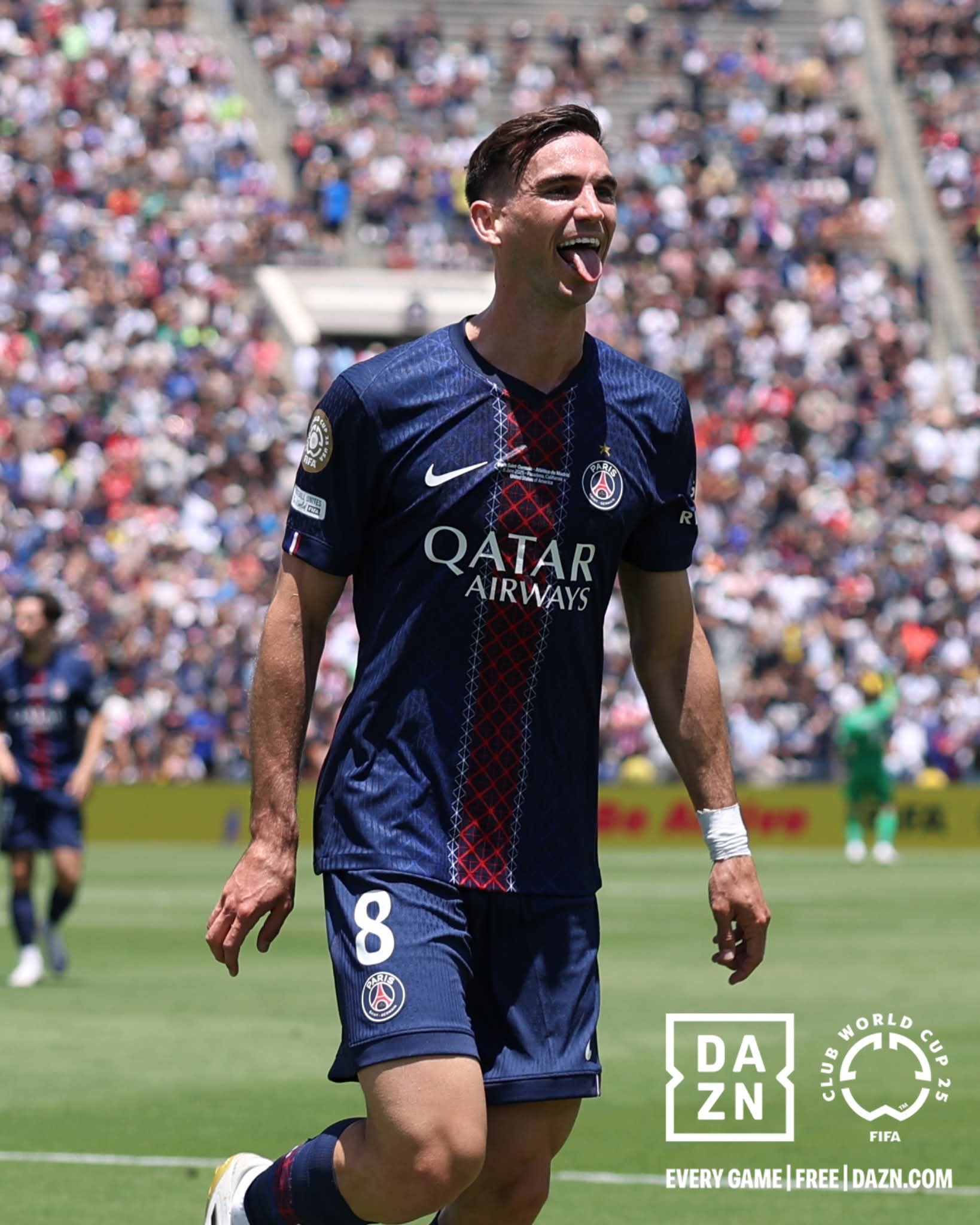 بطل اوروبا باريس سان جيرمان ينهي الشوط الأول متقدما على اتليتيكو مدريد بهدفين دون رد سجلهما فابيان رويز وفيتينيا في قمة مباريات الجولة الأولى من كأس العالم للأندية 