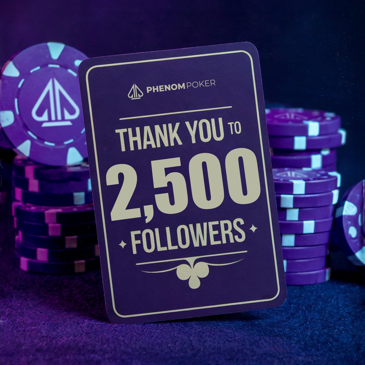 PhenomPokerApp's tweet photo. 🚨 2,500 FOLLOWERS! 🚨

From the first chip to the final table sweat, every like, retweet, and reply has helped build something special here on X. We’re beyond grateful for all of you who’ve joined the Phenom Poker journey.

This is just the beginning.
#fearthepatch #wsop2025 #phenompoker
