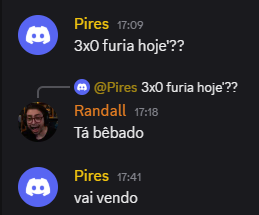 BrtvRandall's tweet photo. Aqui em Portugal são 4h a mais, olha o único caba no mundo que sabia que ia ser Furia 3x0, além do summit claro @ilhadaslendas @baianolol1 @zNiCoLoFF https://t.co/Rtw4cMs2TF