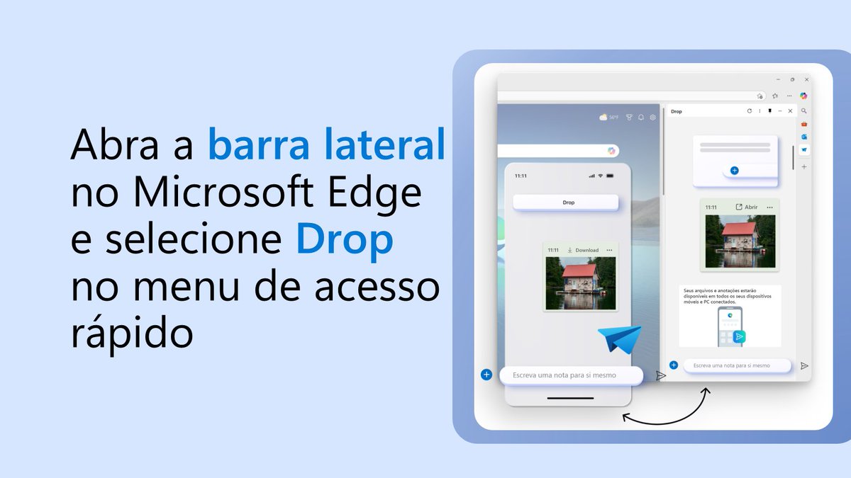 Precisa compartilhar arquivos e mensagens entre seu telefone e a área de trabalho? Experimente o Drop no Microsoft Edge:
msft.it/6015SlXvl