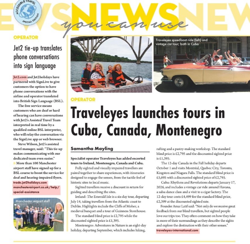 Thank you <a href="/travelweekly/">Travel Weekly</a> for featuring us in your Accessible Travel Special Edition 🌍