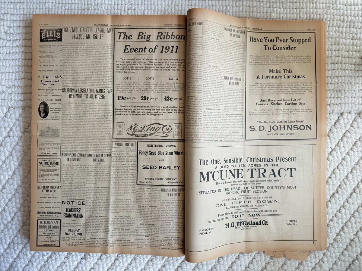 stephsmithio's tweet image. Friend of mine bought a stack of newspapers from 100+ years ago for $10.
Now when friends come over they can search for their birthday, and cut out/take home the news from over a century ago!