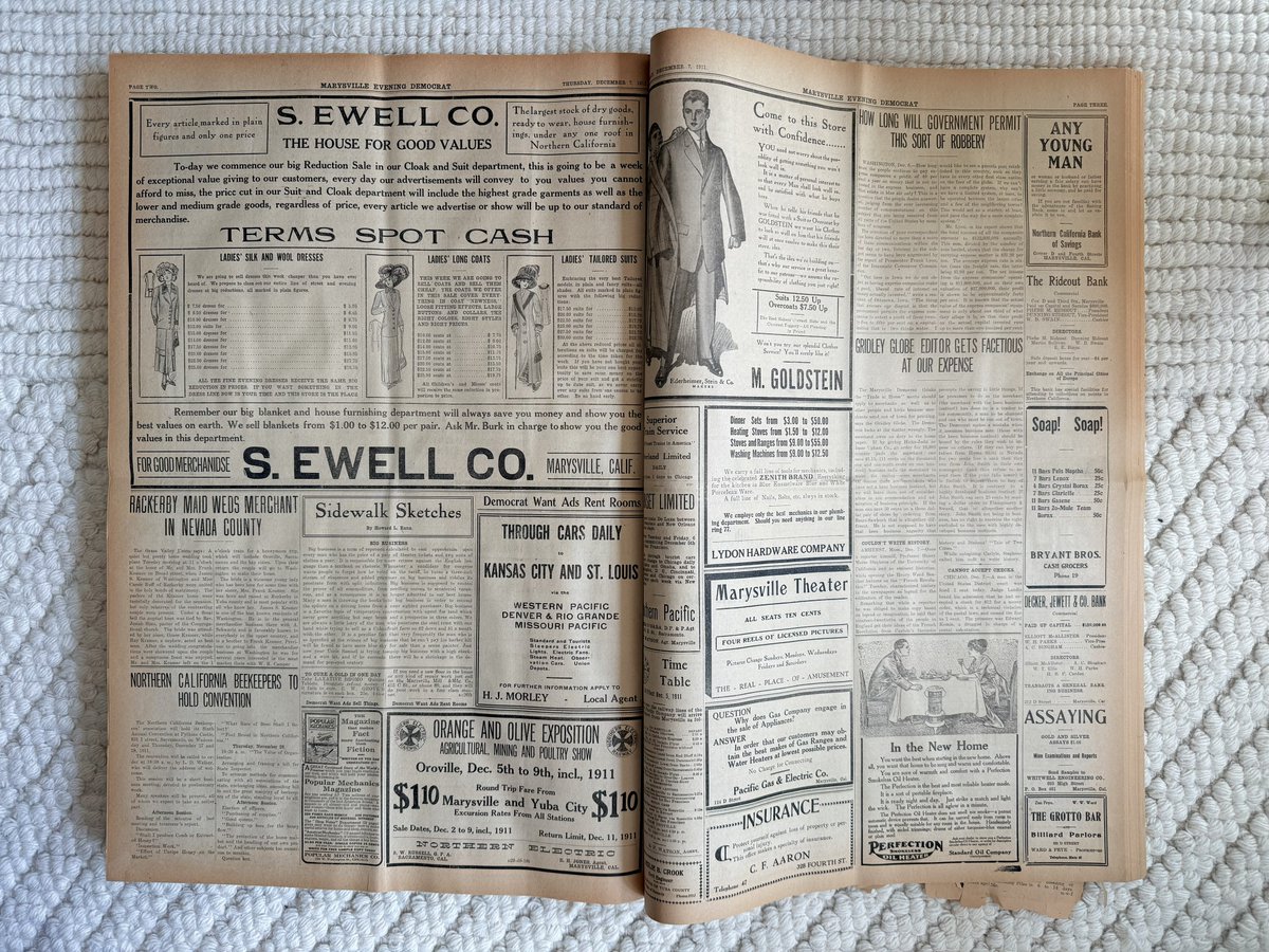 stephsmithio's tweet image. Friend of mine bought a stack of newspapers from 100+ years ago for $10.
Now when friends come over they can search for their birthday, and cut out/take home the news from over a century ago!