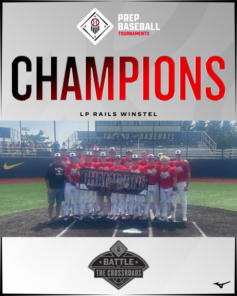 Prep Baseball Ohio (@prepbaseballoh) on Twitter photo 🥇TOURNAMENT CHAMPIONS 🥇
LP Rails Winstel | <a href="/LpRails18/">LP Rails</a>
Championship Game MVP - Owen Weber
🏆 PBT Ohio Battle at the Crossroads🏆
⚾️ 18U Champions
📅 6/12-6/15
📍 Toledo, OH
<a href="/PBRTournaments/">Prep Baseball Tournaments</a> | <a href="/PrepBaseOHScout/">Prep Baseball Ohio Scouting Coverage</a> |
<a href="/PrepBaseballOH/">Prep Baseball Ohio</a> 🥇TOURNAMENT CHAMPIONS 🥇
LP Rails Winstel | <a href="/LpRails18/">LP Rails</a>
Championship Game MVP - Owen Weber
🏆 PBT Ohio Battle at the Crossroads🏆
⚾️ 18U Champions
📅 6/12-6/15
📍 Toledo, OH
<a href="/PBRTournaments/">Prep Baseball Tournaments</a> | <a href="/PrepBaseOHScout/">Prep Baseball Ohio Scouting Coverage</a> |
<a href="/PrepBaseballOH/">Prep Baseball Ohio</a>