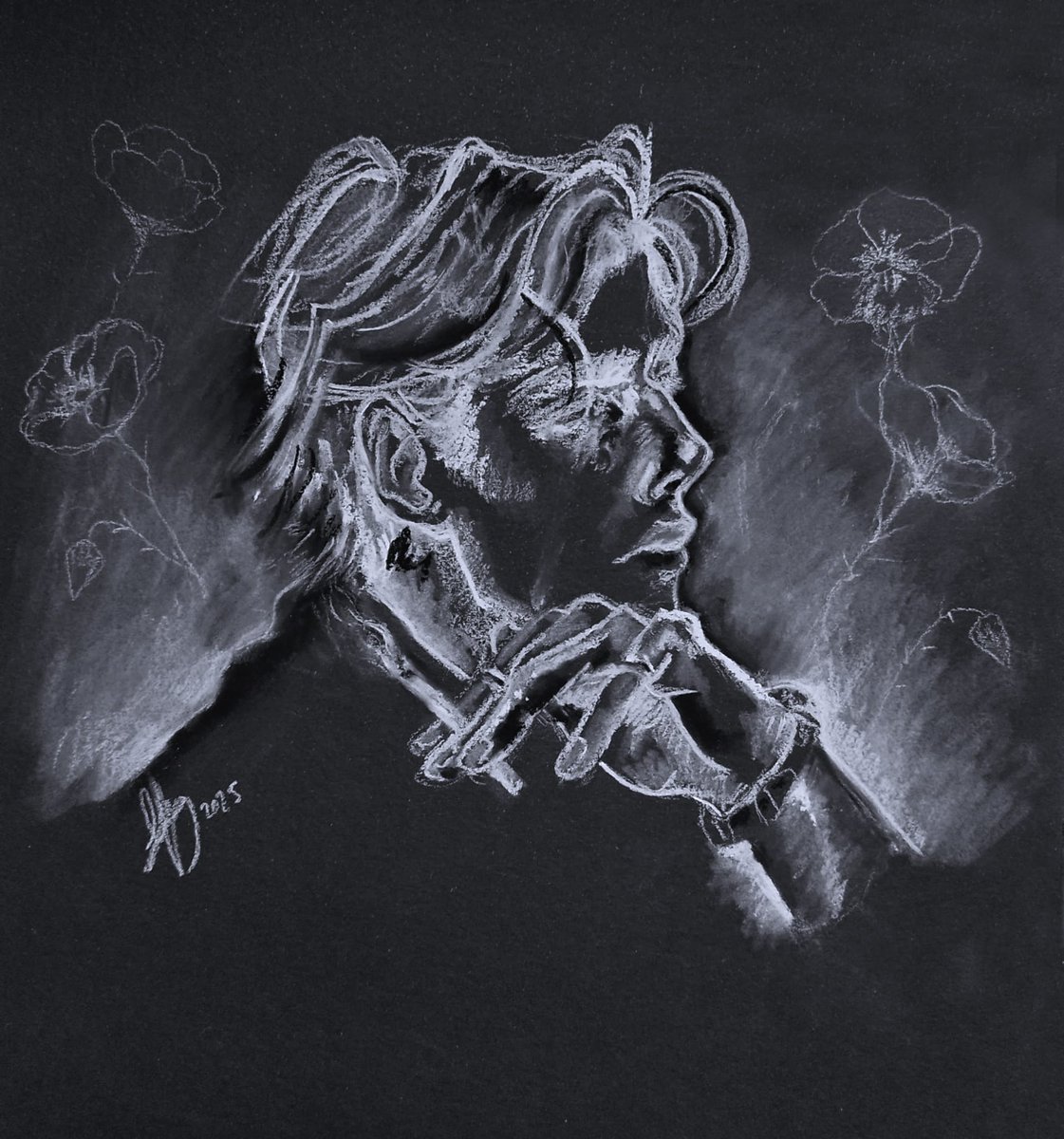 Cuando "Lo Frágil y lo Eterno" aún era el Proyecto Niebla me enamoró profundamente. Por lo que cuando fui a la presentación del libro y escuché a Bruno <a href="/brunoenserio/">Bruno Puelles</a> hablar de Lou pensé que tenía hacerle un fanart 🖤

Gracias por poder permitirme crecer junto a él~