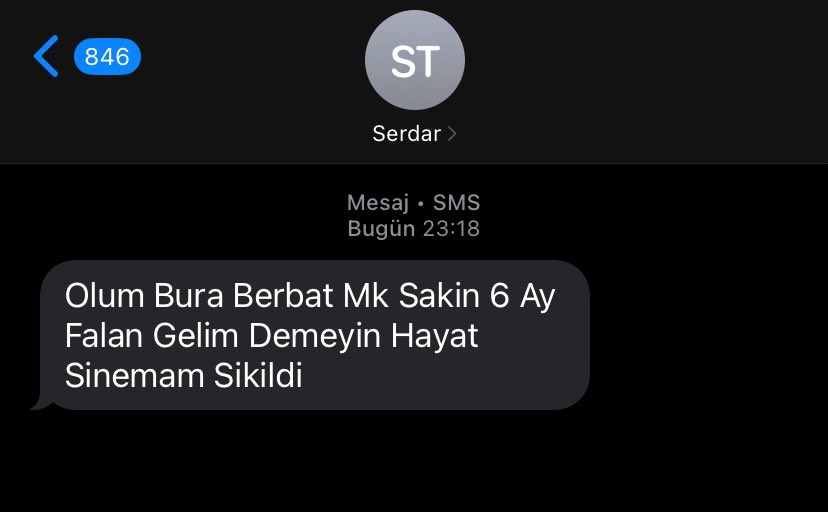 Gelen mesaj yorumsuz
