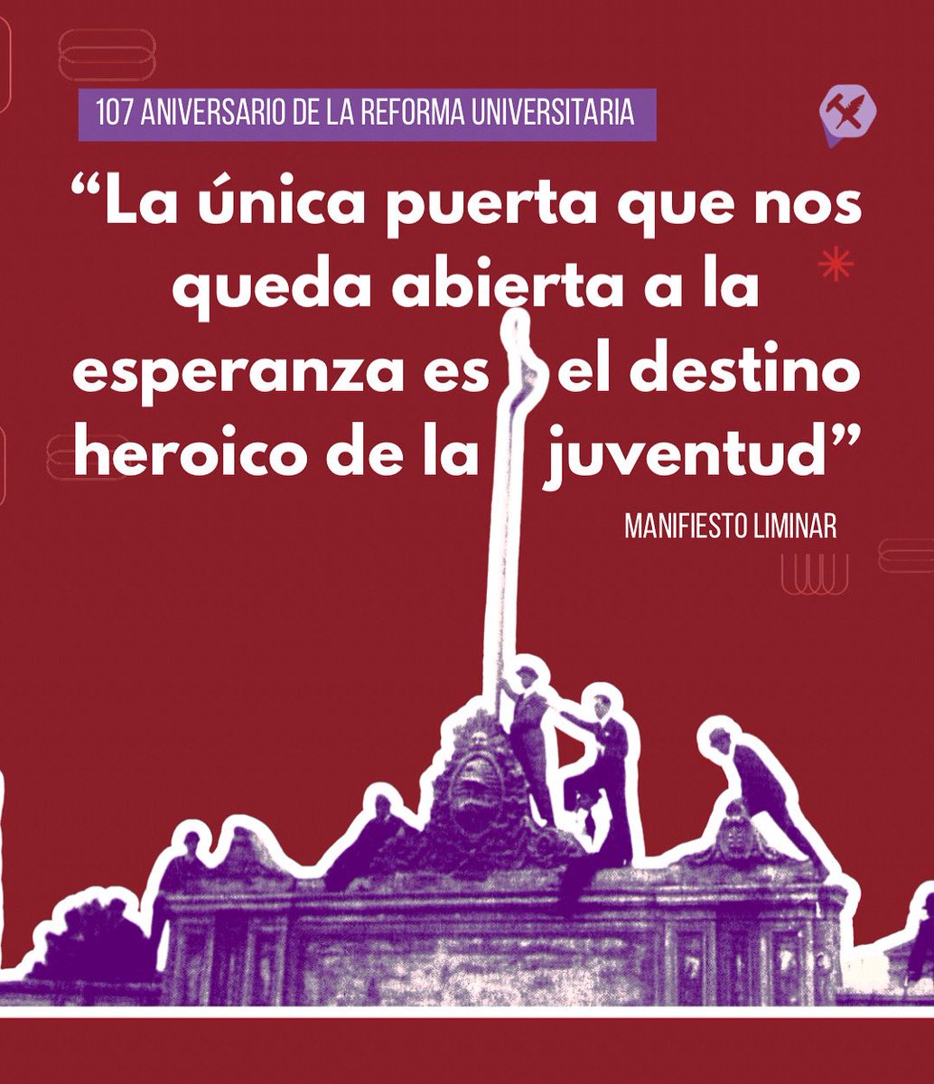 JRBsAs's tweet image. A 107 años de la Reforma Universitaria: Su legado nos convoca. No fue solo un grito estudiantil, fue una revolución que desafió el poder y transformó la Argentina.
Autonomía, democracia, acceso irrestricto: ¡luchemos por una educación para todos/as!
La reforma continúa.