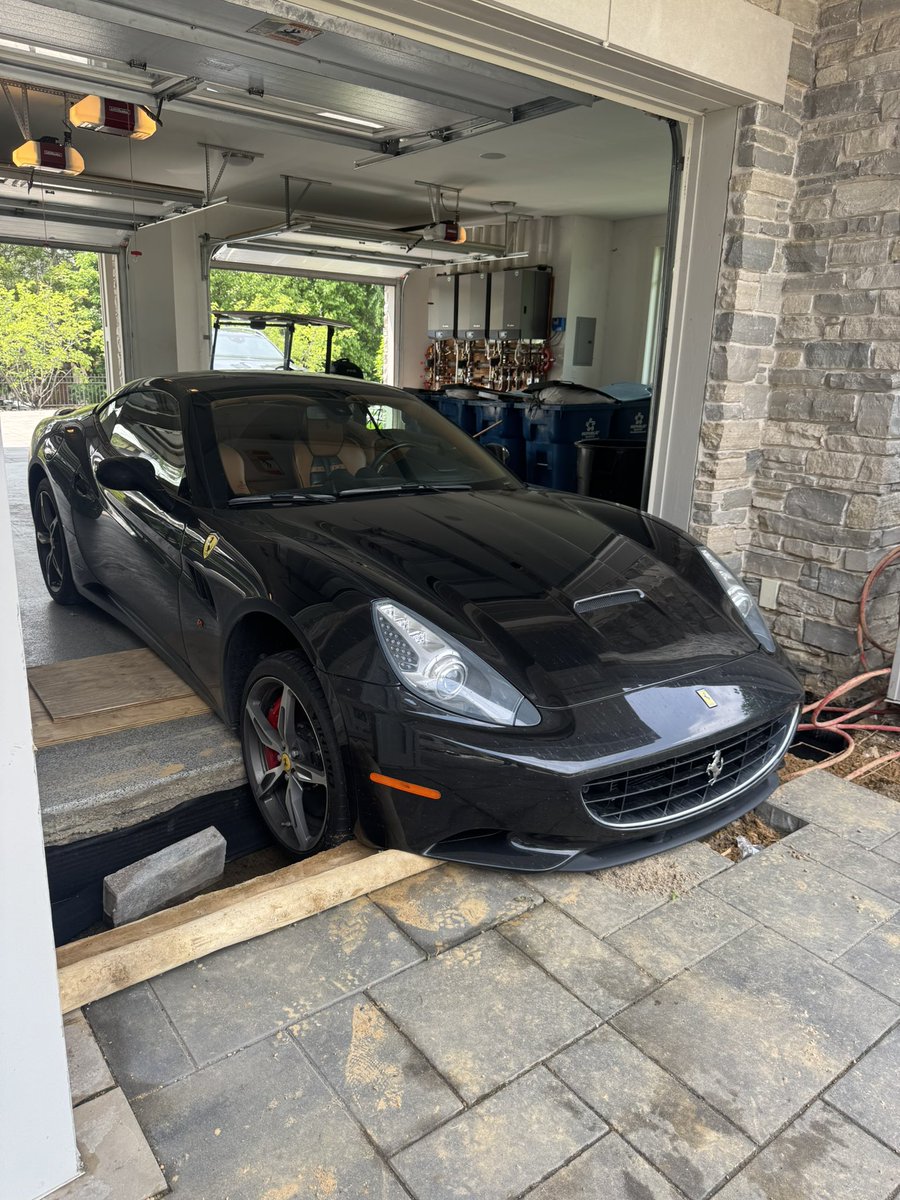 Father’s Day update. Apparently my present was one of the boys drove my Ferrari forward into the new drain tile construction. 🤣 Zero damage. The old drain tile pipe caught it perfectly. #DeGodMode