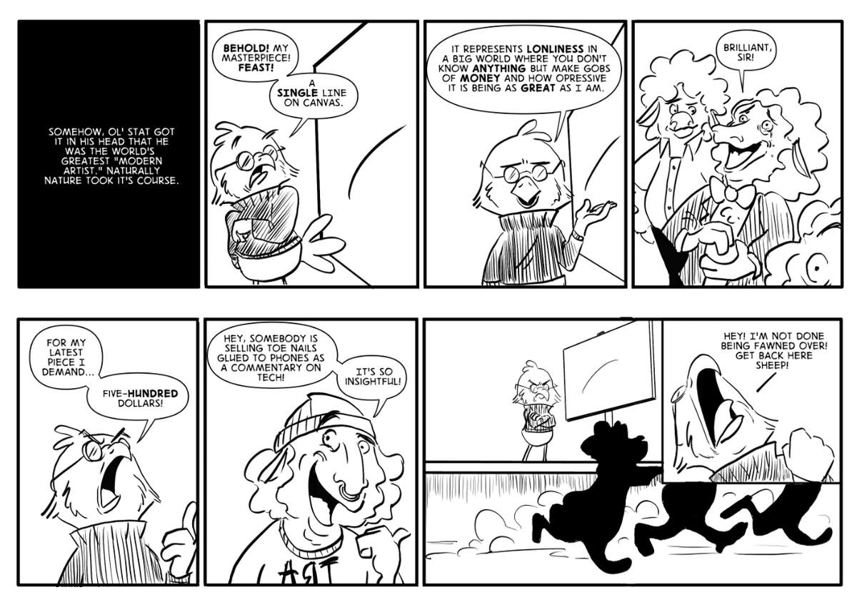 A few installments of the comic strip I was working on. Put it down for a few months and thinking on getting back to work on it. I just hadn't felt like I could write funny in a while.