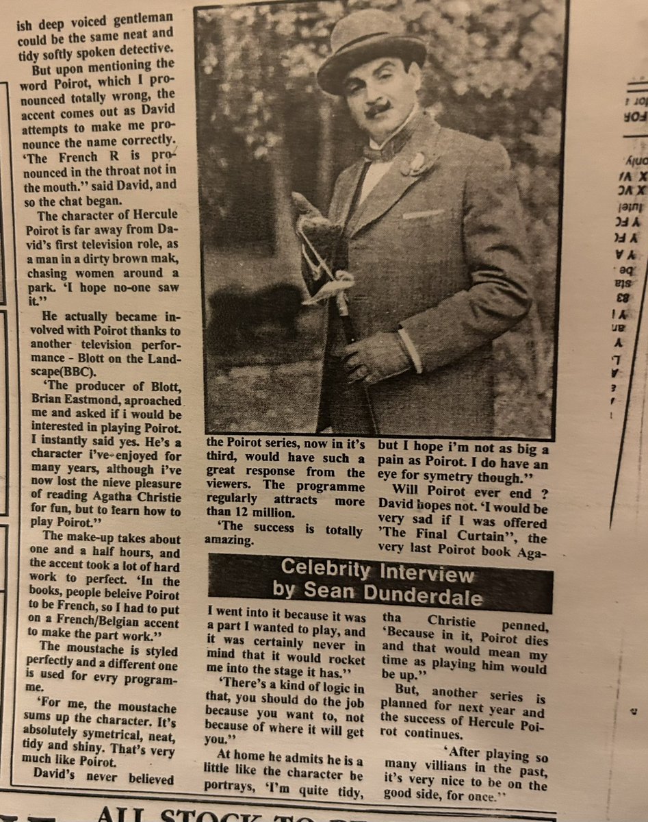 Sean Dunderdale (@seandunderdale) on Twitter photo I adore Travels with Agatha Christie on More4.
<a href="/David_Suchet/">David_Suchet</a> takes a real interest in everyone he meets and each new discovery.
Sir David was my first celebrity interview, in my Scunthorpe Hospital Radio/Scunthorpe Star newspaper days, in the early days of his Poirot. I adore Travels with Agatha Christie on More4.
<a href="/David_Suchet/">David_Suchet</a> takes a real interest in everyone he meets and each new discovery.
Sir David was my first celebrity interview, in my Scunthorpe Hospital Radio/Scunthorpe Star newspaper days, in the early days of his Poirot.