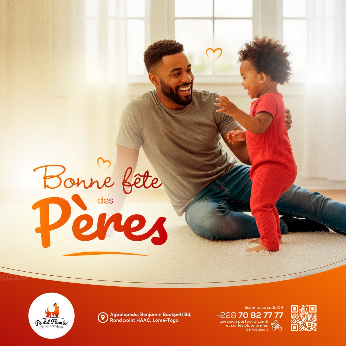 À tous les papas du monde : forts, drôles, tendres… et
toujours au charbon🔥🐓

Bonne fête aux coqs de la basse-cour ! 👑🐔

Ce dimanche, offrez-lui plus qu’un cadeau : offrez-lui un festin digne d’un roi.🍗💪🏽

#fathersday #pfc #lométogo