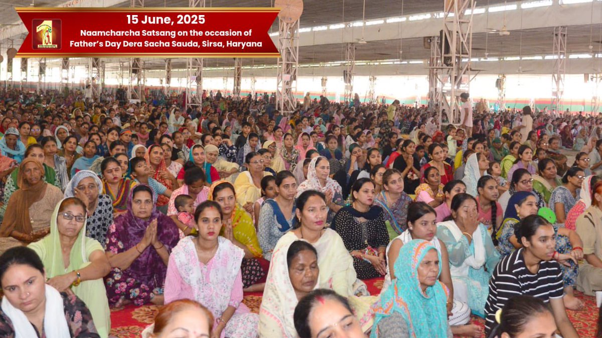 DSSNewsUpdates's tweet photo. Heat couldn’t stop the wave of devotion! 🌊
At Manavta Bhalai Kendra, Dera Sacha Sauda, Sirsa, thousands joined the pious Naamcharcha Satsang, soaking in Saint Dr. MSG Insan’s divine guidance.
Serene and spiritual environment brought peace and enlightenment to hearts, making their souls bloom. Adding to the grace of occasion, a dowry free marriage - Brahma Vivah was also solemnized. Here are some glimpses of Naamcharcha Satsang.

#NaamcharchaSatsang #SpiritualSunday