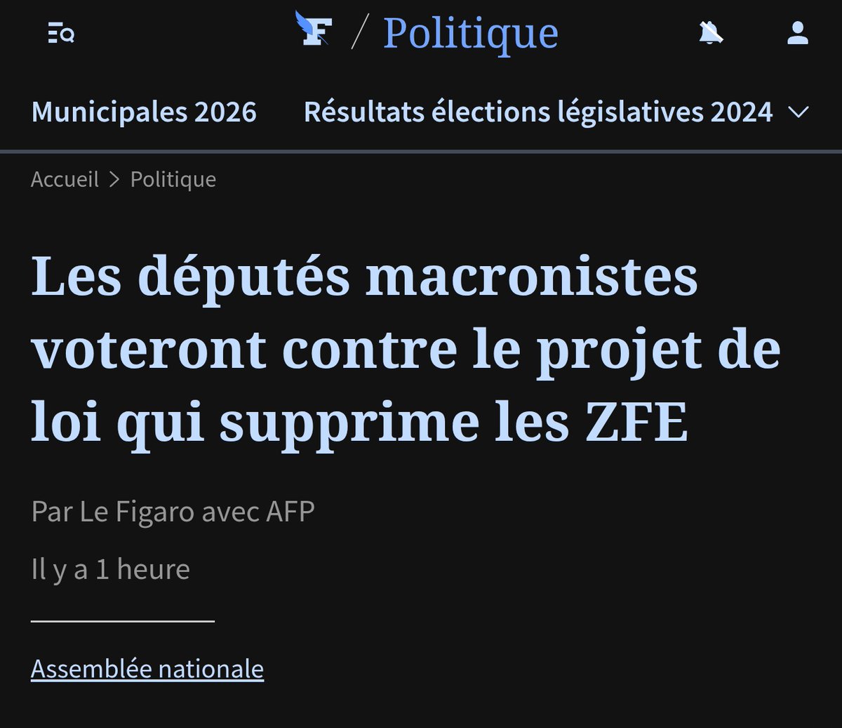 🔴🇫🇷ALERTE INFO | 🌳🚙ZFE
C'est confirmé, les macronistes vont VOTER CONTRE la suppression des ZFE. 

Il est impératif de rendre cette information visible pour mettre la PRESSION.
La MAJORITÉ des Français le demandent.
Qu'ils se plient à la volonté des français ou qu'ils partent.