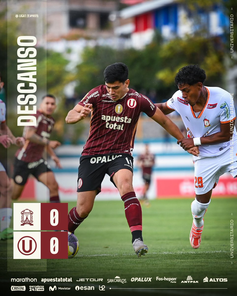⏱️ | 𝗙𝗜𝗡𝗔𝗟 𝗗𝗘𝗟 𝗣𝗥𝗜𝗠𝗘𝗥 𝗧𝗜𝗘𝗠𝗣𝗢
 
⚽ Ayacucho F.C. 0-0 Universitario

#LaGarraDelÚnicoGrande