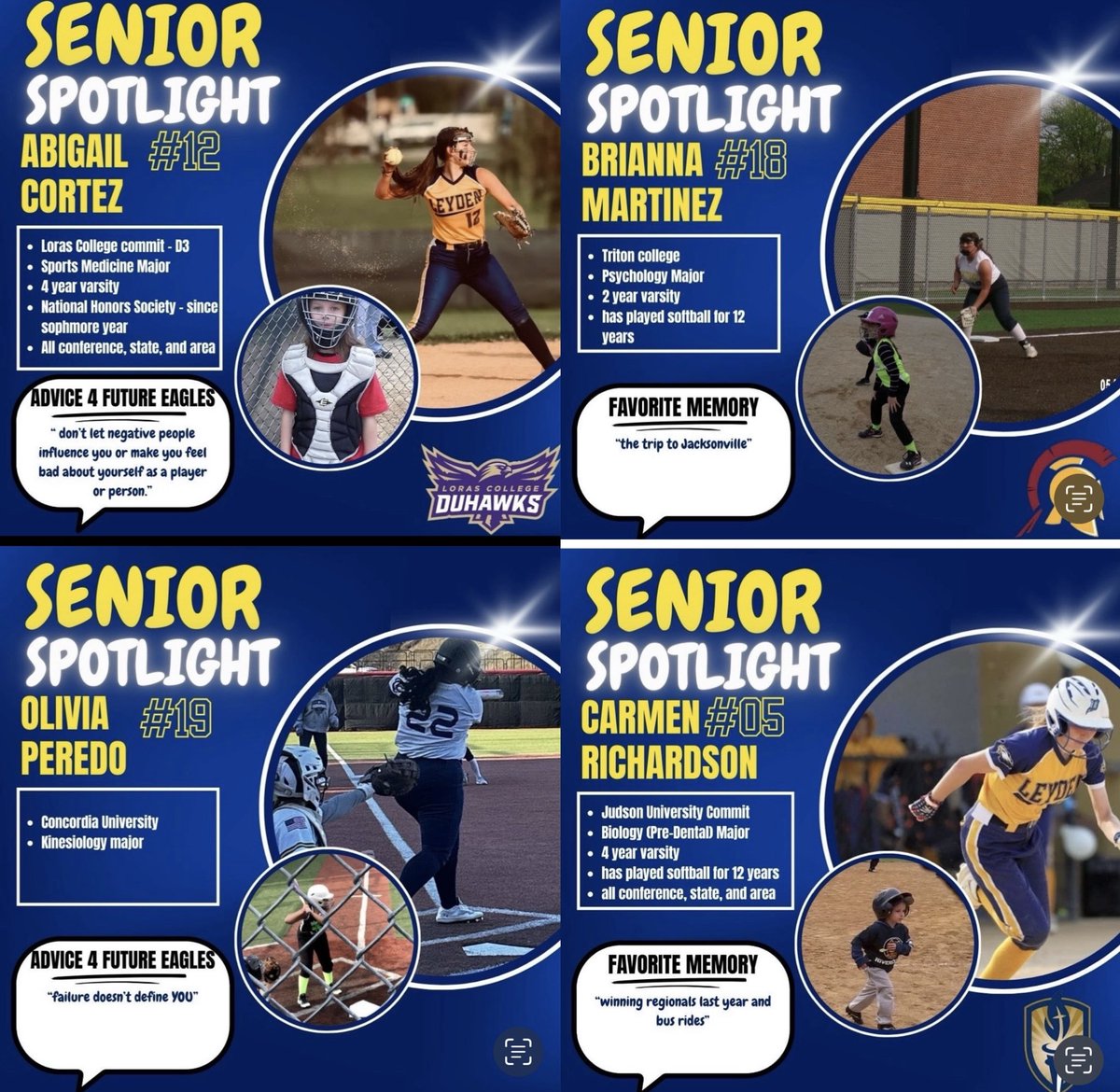 Dr. Kurt Schuett (@kurtschuett) on Twitter photo Congratulations to recent graduates Abigail Cortez, Brianna Martinez, Olivia Peredo, and Carmen Richardson for being selected to the 2025 West Suburban “All Academic” Gold Division Team
<a href="/Leydenathletics/">Leyden Athletics</a> <a href="/LeydenSoftball/">Leyden Softball</a> <a href="/ica_softball/">ICA Softball</a> <a href="/Dion_JTsports/">Dion (J & T Sports)</a> <a href="/john_leusch/">John Leusch</a>
#GoBirds Congratulations to recent graduates Abigail Cortez, Brianna Martinez, Olivia Peredo, and Carmen Richardson for being selected to the 2025 West Suburban “All Academic” Gold Division Team
<a href="/Leydenathletics/">Leyden Athletics</a> <a href="/LeydenSoftball/">Leyden Softball</a> <a href="/ica_softball/">ICA Softball</a> <a href="/Dion_JTsports/">Dion (J & T Sports)</a> <a href="/john_leusch/">John Leusch</a>
#GoBirds