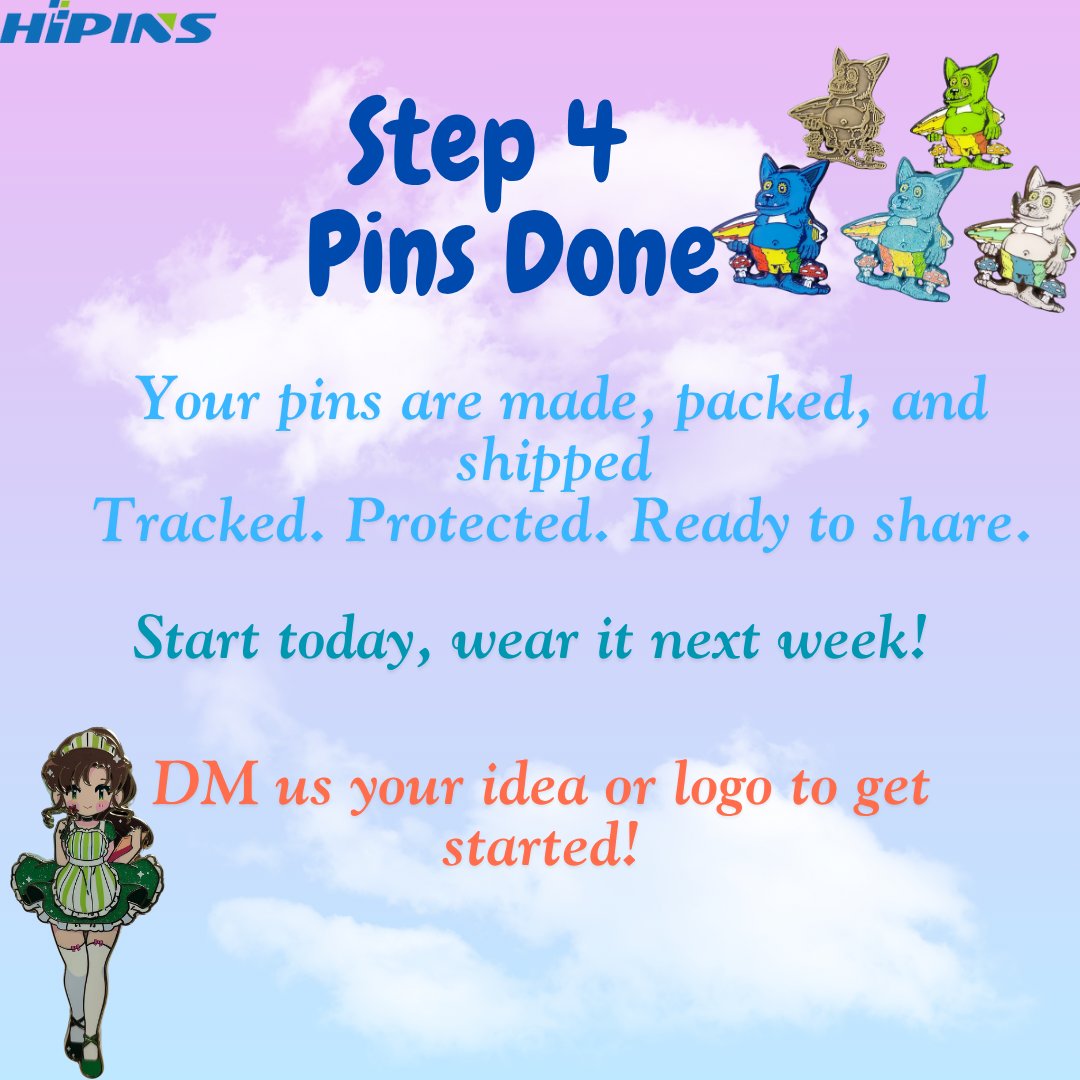 free2wind's tweet photo. 🎨 How Do Custom Pins Work?
Here’s how we turn your idea into a wearable piece of art — in just 4 easy steps! 👇✨
📩 DM us now and let’s make magic happen!
#custompins #pinmaker #enamelpins #lapelpins #softenamel #hardenamel #pincommunity  
#hipins #HIPINS #pincollector https://t.co/oKvMR1iBAI