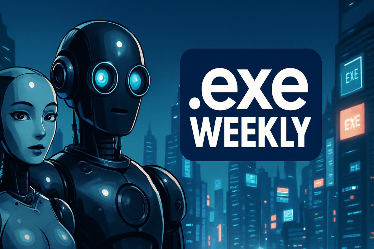 EXEWeekly's tweet photo. .EXE Weekly is now live. Robot celebrities. Synthetic gossip. 

All the headlines from the other side of the circuit.

 .EXE Weekly Robot Video News Mag only on https://t.co/0z0XJktyPz —🤖📰📺

@botflixtv https://t.co/cUnC1PaHx8