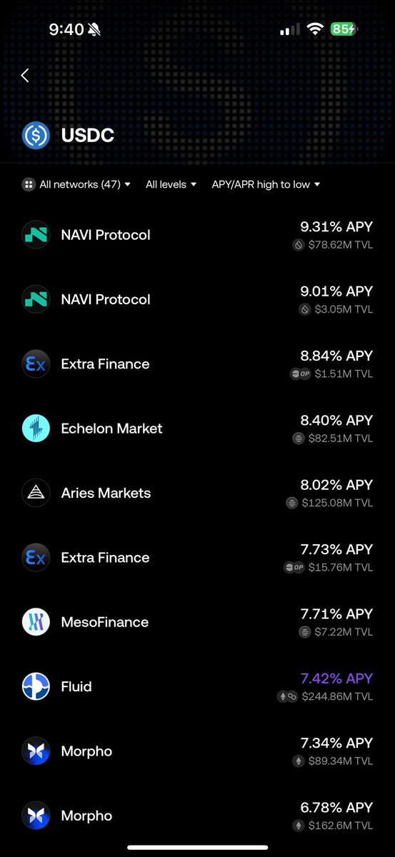 elliscopef's tweet image. NAVI offers the highest USDC stablecoin deposit rate across all Defi lending platform  recognized by OKX @wallet